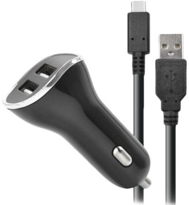 STEELPLAY Car Charger, with 2 USB Ports 2.6A, + 2m Charge Cable, Switch
