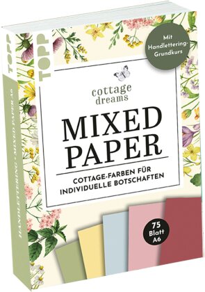 Handlettering Mixed Paper Block Cottage Dreams - Gelb, Grün, Blau, Rosa, Rot - A6