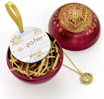 Harry Potter - Harry Potter Hogwarts Crest Red Bauble With Time Turner Necklace