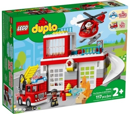 Feuerwehrwache mit Hubschrauber - Lego Duplo, 117 Teile, Batt.
