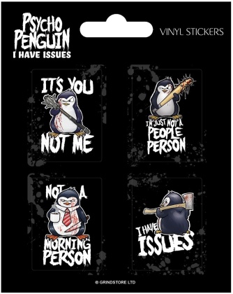 Psycho Penguin I Have Issues Vinyl Sticker Set