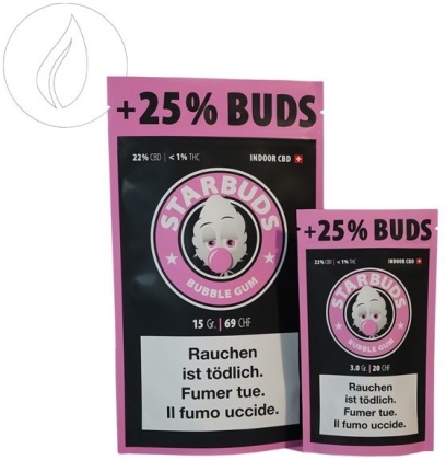 Starbuds Bubblegum (15g) - Indoor (CBD: 20%, THC: <1%)