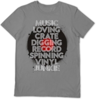 Vinyl Junkie - Music Loving Crate Digging Grey Small T Shirt