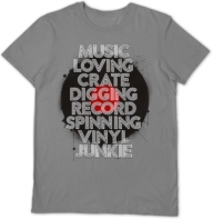 Vinyl Junkie - Music Loving Crate Digging Grey Large T Shirt