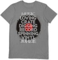 Vinyl Junkie - Music Loving Crate Digging Grey Medium T Shirt