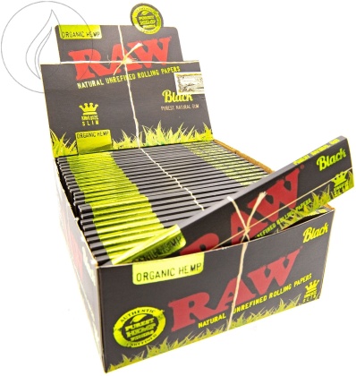 RAW Organic Hemp Black Papers King Size Slim Extra Fine Box