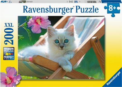 Weißes Kätzchen - 200 Teile Puzzle für Kinder ab 8 Jahren