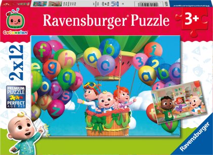 Cocomelon: Lernen und Spielen - 2x12 Teile Puzzle für Kinder ab 3 Jahren