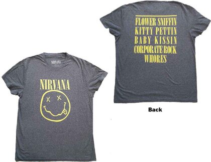 Nirvana Unisex T-Shirt - Yellow Happy Face (Back Print)