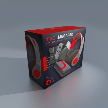 Gioteck - Mégapack TX30 - Casque stéréo Game & Go + Boitier de transport + Kit de protection pour Nintendo Switch