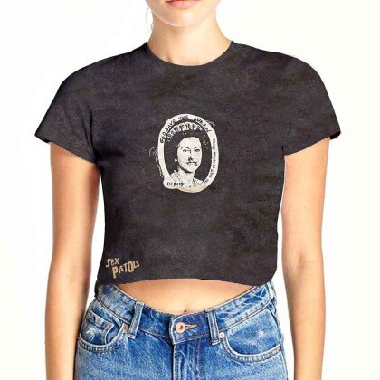 The Sex Pistols Ladies Crop Top - God Save The Queen (Wash Collection)