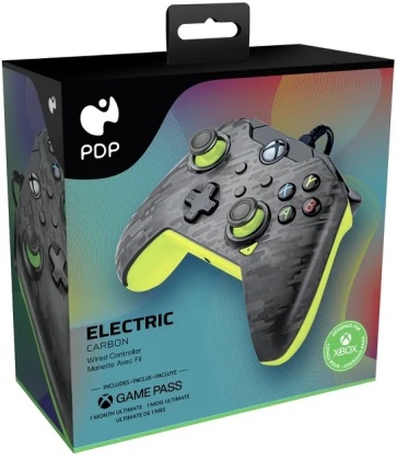 PDP - Manette de jeu filaire Electric Carbon pour Xbox Series X|S, Xbox One et Windows 10