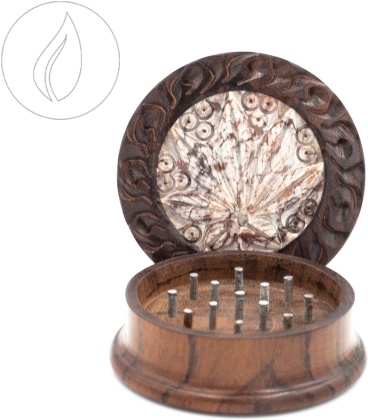 Grinder Wood Stone Hemp Leaf