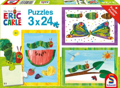 Raupe-Kokon-Schmetterling - 3x24 Teile (Puzzle)