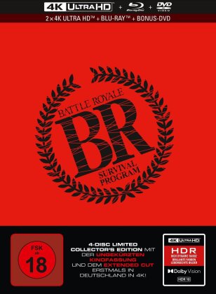 Battle Royale (2000) (Limited Collector's Edition, Mediabook, Uncut, 2 4K Ultra HDs + Blu-ray + DVD)