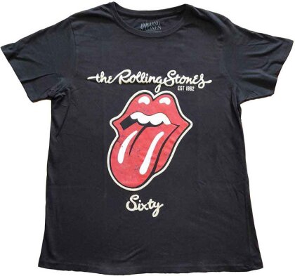 The Rolling Stones Ladies T-Shirt - Sixty Plastered Tongue (Suede Applique)