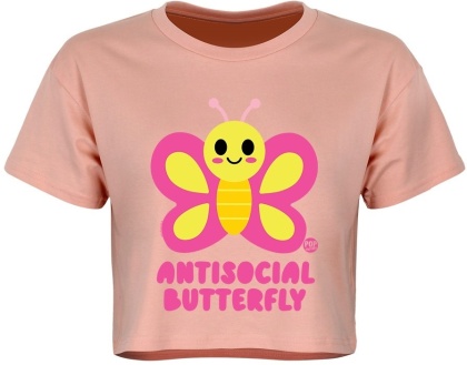 Pop Factory: Antisocial Butterfly - Boxy Crop Top (Blush Pink)