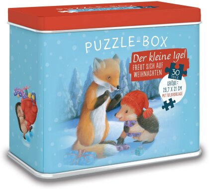 Der kleine Igel freut sich auf Weihnachten - 30 Teile Puzzle-Box