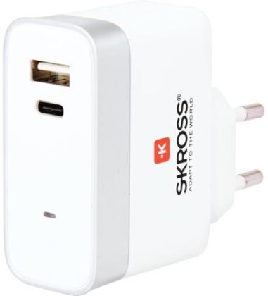 Skross 2 Ports Charger 1 X USB + 1 TYPE C EURO PLUG