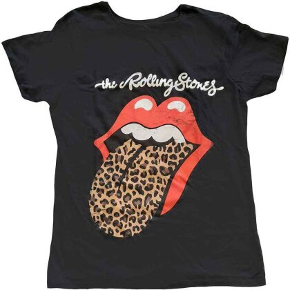 The Rolling Stones Ladies T-Shirt - Leopard Print Tongue
