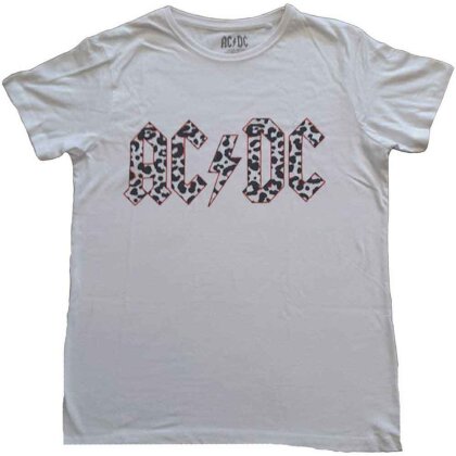 AC/DC Ladies T-Shirt - Mono Leopard Print Logo