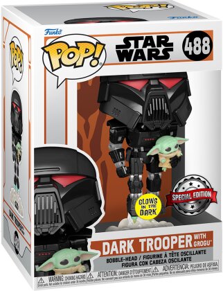 Funko Pop! Star Wars: The Mandalorian - Dark Trooper with Grogu (Glow in the Dark) - US Exclusive