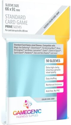 Prime Sleeves - Sachet de 50 protèges-cartes transparents standard 66 x 91 mm