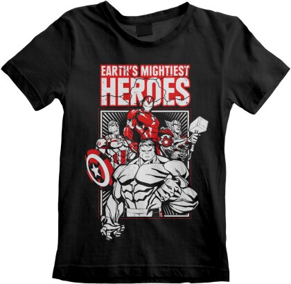 Marvel - T-shirt Enfant Noir The Avengers: Earth's Mightiest Heroes - 5-6 ans