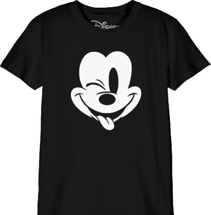 Disney - T-Shirt Noir Enfant Mickey Mouse faisant un clin d'oeil - 10 ans