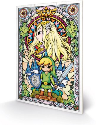 The Legend Of Zelda - Vitrail Impression sur Bois 20 X 29.5 cm