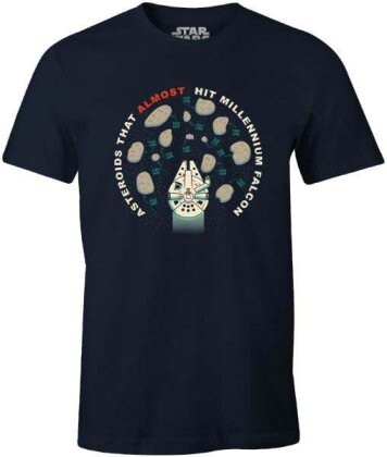 Star Wars - T-shirt Bleu Marine Hommes - Asteroids that almost hit millenium falcon