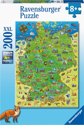 Bunte Deutschlandkarte - 200 XXL-Teile Kinderpuzzle