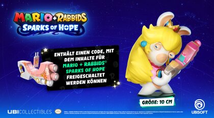 UBI Collectibles Rabbid-Peach, 10cm - (inkl. Waffen-Skin für das Spiel Mario + Rabbids: Sparks of Hope)