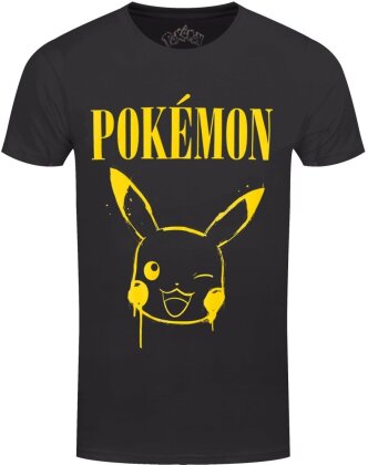 Pokemon: Graffiti Pikachu - Men's Black Acid Wash T-Shirt