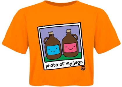 Pop Factory: Photo Of My Jugs - Ladies Orange Boxy Crop Top