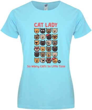 Pop Factory: Cat Lady - Ladies Turquoise T-Shirt