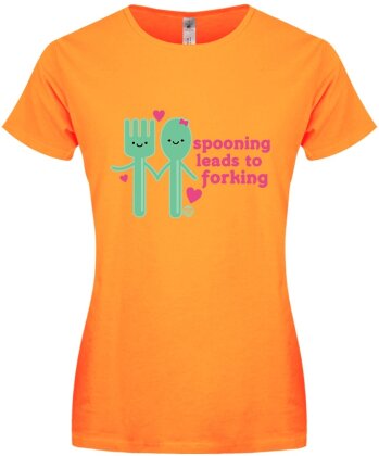 Pop Factory: Spooning Leads To Forking - Ladies Apricot T-Shirt