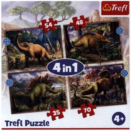 4 in 1 Puzzle 35, 48, 54, 70 Teile - Dinosaurier (Kinderpuzzle)