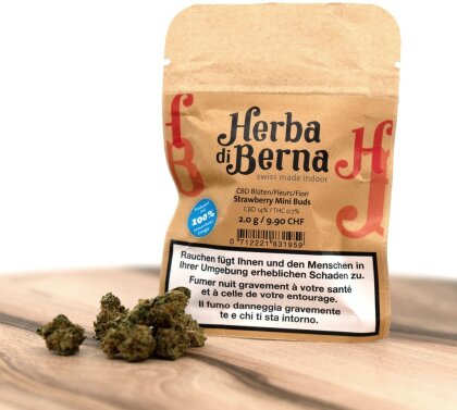 Herba di Berna Strawberry Indoor Mini-Buds (2g) - (CBD: 14%, THC: 0.7%)