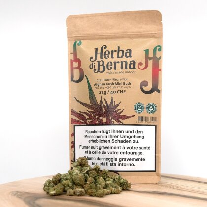 Herba di Berna Afghan Kush Indoor Mini-Buds (21g) - (CBD: 11%, THC: 0.5%)