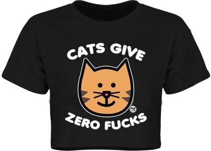 Pop Factory: Cats Give Zero Fucks - Ladies Boxy Crop Top