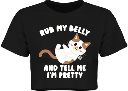 Pop Factory Rub My Belly And Tell Me I’m Pretty Ladies Black Boxy Crop Top