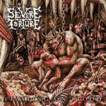 Severe Torture - Feasting On Blood (2022 Reissue, Hammerheart Records, Clear/Red Splatter Vinyl, LP)