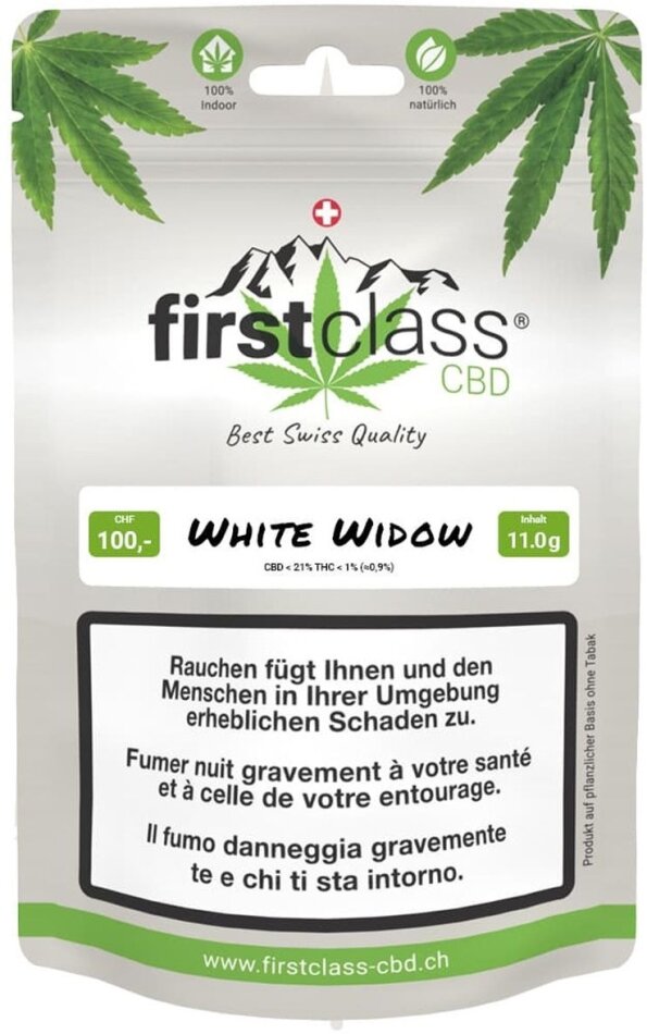 First Class CBD White Widow (11g) - Indoor (CBD: ca. 19%, THC: ca. 0.9%)