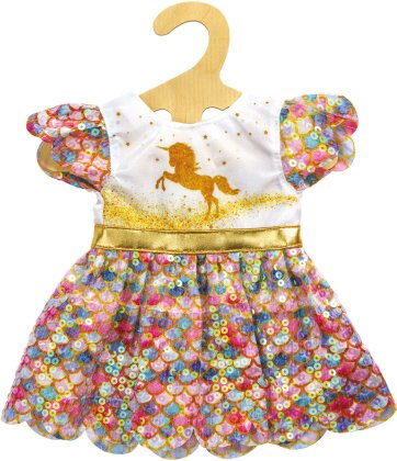 Kleid Einhorn Goldy Gr. 28-35 cm - für Puppen, Pailletten,