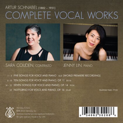 Arthur Schnabel (1882-1951), Sara Couden & Jenny Lin - Complete Vocal Works
