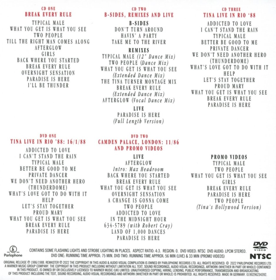 Break Every Rule 2022 Reissue 2022 Remastered 3 Cd 2 Dvd De Tina Turner Cede Ch