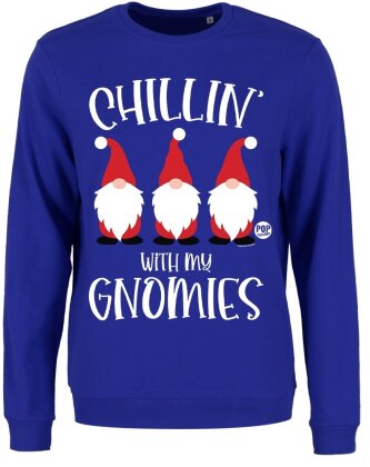 Pop Factory: Chillin' With My Gnomies - Ladies Royal Blue Christmas Jumper