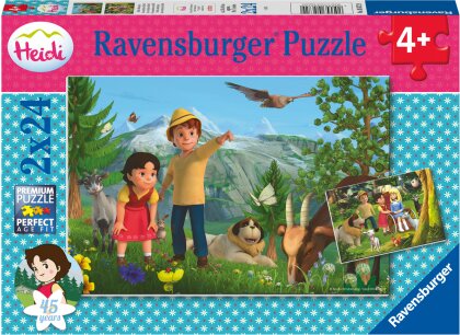 Ravensburger Kinderpuzzle 05672 - Heidi's Abenteuer - 2x24 Teile Heidi Puzzle für Kinder ab 4 Jahren