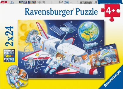 Ravensburger Kinderpuzzle - 05665 Reise durch den Weltraum - 2x24 Teile Puzzle für Kinder ab 4 Jahren